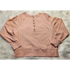 Gap Woman's Henley Sweatshirt Size: Medium Peach Long Sleeve